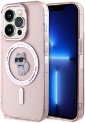 Husa pentru iPhone 15 Pro - Karl Lagerfeld IML MagSafe KLHMP15LHFCCNOP - Pink Choupette 
