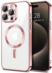 Husa pentru iPhone 15 Pro Max - Techsuit Luxury Crystal MagSafe - Pink 
