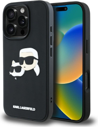 Husa pentru iPhone 16 Pro - Karl Lagerfeld 3D Design KLHCP16LRBCKCHLK - Rubber Karl&Choupette 