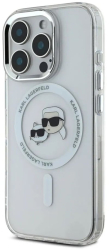 Husa pentru iPhone 16 Pro - Karl Lagerfeld IML MagSafe KLHMP16LHLSKCH - White Metal Karl&Choupette Head