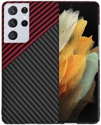 Husa pentru Samsung Galaxy S21 Ultra 5G - Techsuit Carbonite FiberShell - Red Vortex 