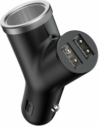 Incarcator Auto Baseus Y-Type cu Extensie Bricheta 2x USB-A 3.4A Negru 