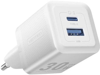 Incarcator GaN Type-C USB PD30W Dual Fast Charging - Vention FEQW0-EU - White 