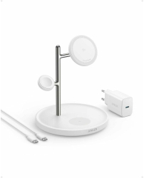 Incarcator wireless Anker MagGo 3-in1 Stand Qi 2.0 15W alb 