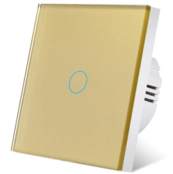 Intrerupator touch cap scara cap cruce iUni 1F Sticla securizata LED Auriu 