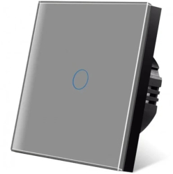 Intrerupator touch iUni 1F Sticla Securizata LED Silver 