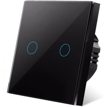 Intrerupator touch iUni 2F Sticla Securizata LED Black 
