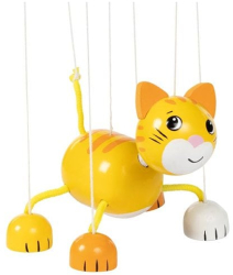 Marioneta pisica de lemn 11.5 cm 3 ani+ Goki - Joc de rol 