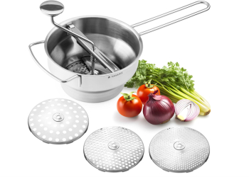 Masina de pasat macinat Moara rotativa Navaris din otel inoxidabil cu 3 discuri 20 cm diametru - RESIGILAT