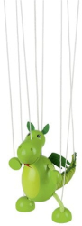 Papusi de teatru pentru copii de lemn model dinozaur 16cm 3 ani+ Goki 