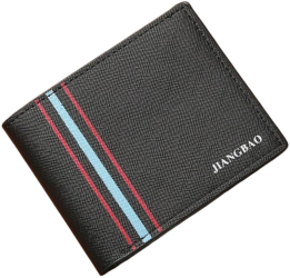 Portofel bifold pentru barbati minimalist din piele PU cu dungi - Negru 