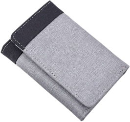 Portofel compact trifold din panza design cu contrast Gri 