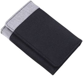Portofel compact trifold din panza design cu contrast Negru 