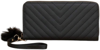 Portofel Dama Model V cu pompon Negru 