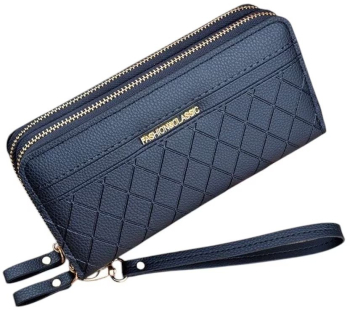 Portofel lung dublu pentru dama fashion clasic - Negru 