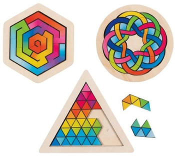 Puzzle Brain Teaser set 3 modele de lemn 6 ani + Goki 