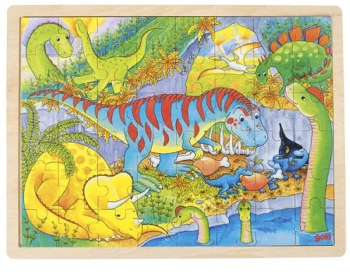 Puzzle de lemn copii 3 ani+ 48 piese model dinozauri Goki