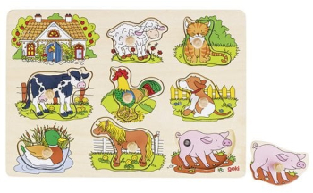 Puzzle Incastru Cu Sunete Animale De Ferma Copii 1 An+ Goki Carboysafety 