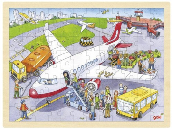 Puzzle Lemn La Aeroport 96 Piese 3 ani+ Goki Carboysafety 