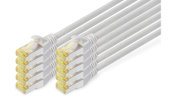 Set 10 x Cablu de retea DIGITUS LAN Cat 6A - 0 5m RJ45 Ecranat S FTP gri - RESIGILAT