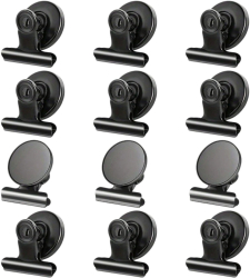 Set 12 Cleme Magnetice din Otel Inoxidabil - Negru 