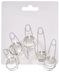 Set 15 Inele Dama cu Model Strass Argintii - Marime M L 