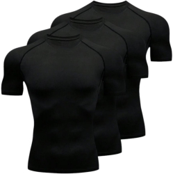 Set 3 tricouri de compresie - Slim Fit Negru - M 