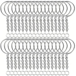 Set 50 inele cu lantisor pentru chei -D 25mm 