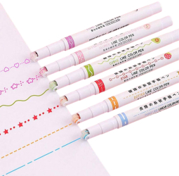 Set 6 Markere pentru Design si DIY Evidentiatoare Ondulate pentru Subliniat si Desene 
