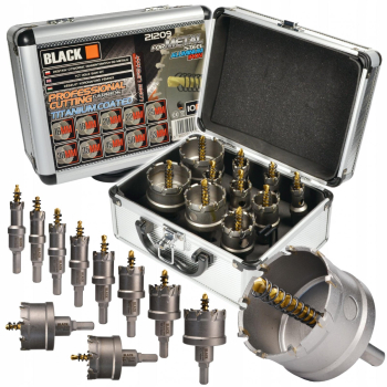 Set carote 16-53mm cu vidia pentru metal burghie din titan 10piese 21209 