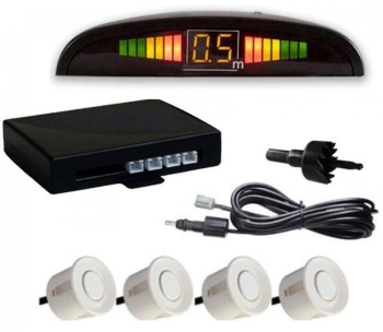 Set Senzori parcare auto detector parktronic display radar monitor 4 senzori ALB 