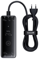 Statie de incarcare Baseus Digital GaN Intelligent Desktop 240W 3x USB-C 1x USB 1x DC cu cablu DC 1m Negru