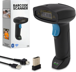 Cititor coduri de bare wireless cu laser GlowforHome 1D/2D/QR/EAN-13 Scanner Portabil fara fir utilizat in depozit sau magazin Bluetoot 