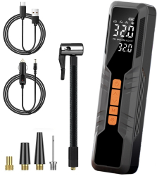 Compresor auto portabil Techstar LW-8018 cu afisaj digital LCD si lanterna LED presiune maxima 10.3 bar 150 PSI baterie reincarcabila 60 