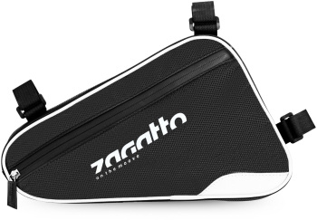 Geanta bicicleta Borseta triunghiulara Zagatto Negru cu alb Impermeabila 3 benzi Velcro pentru fixare Elemente reflectorizante Dimens 