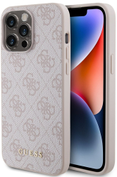 Husa pentru iPhone 15 Pro Max - Guess Hardcase 4G Metal Gold Logo GUHCP15XG4GFPI - Pink 