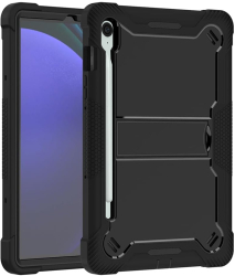 Husa pentru Samsung Galaxy Tab S9 FE + Folie - Techsuit Rugged TabShell - Black 