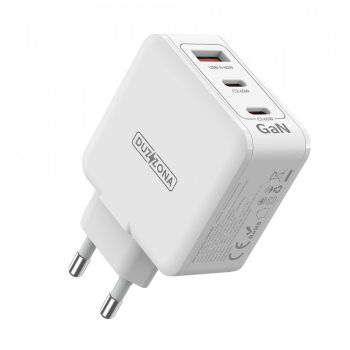 Incarcator priza GaN 3 in 1 USB 2xType-C 65W - Duzzona T9 - White