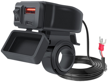 Incarcator USB pentru Motocicleta Techstar® A83PD Porturi USB-C si USB cu Incarcare Rapida QC3.0 Instalare Dubla Rezistenta Waterproo