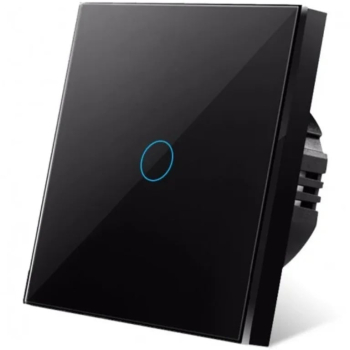 Intrerupator touch cap scara cap cruce iUni 1F Sticla securizata LED Negru 