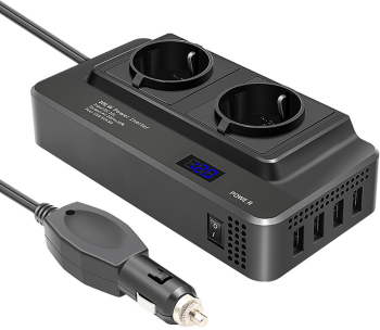 Invertor Auto 200W. 400W Power cu Prize AC si USB &ndash Incarcator Universal pentru Laptop Telefon Frigider Auto si Alte Electronice 