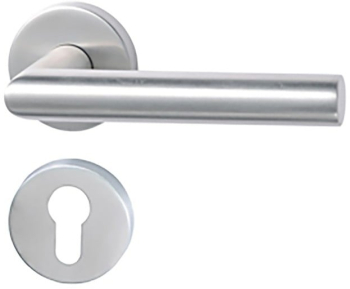 Maner usa interior STROXX cu rozeta pentru cilindru si maner la 90 de grade material inox mat 