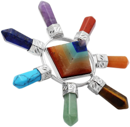 Piramida Orgonica multicolora GlowforHome protectie wifi jasp rosu carneol jasp galben fuxita turcoaz lapis lazuli ametist