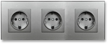Priza tripla cu rama din sticla securizata iUni WS3 16A Silver 