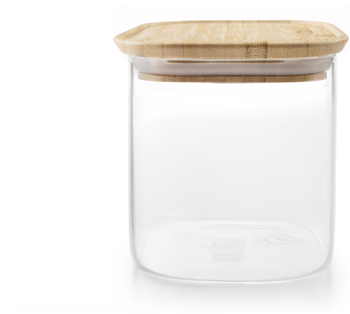 Recipient depozitare alimente Ibili-Borosilicato sticla borosilicata/bambus 11 x11x11 cm 0.8 l transparent/maro 