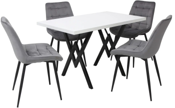 Set masa fixa Arta Alba cu 4 scaune Onix Gri 
