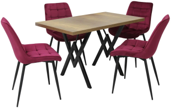 Set masa fixa Arta Nuc cu 4 scaune Onix Bordo 