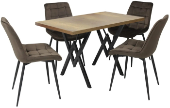 Set masa fixa Arta Nuc cu 4 scaune Onix Maro 