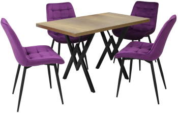 Set masa fixa Arta Nuc cu 4 scaune Onix Mov 