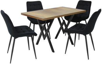 Set masa fixa Arta Nuc cu 4 scaune Onix Negru 